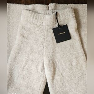 PALM ANGELS size S women's off white/beige fleecy knit pants‎